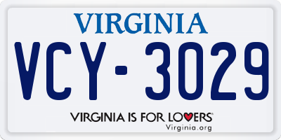 VA license plate VCY3029