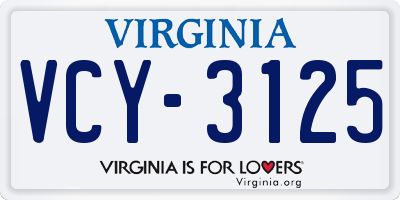 VA license plate VCY3125