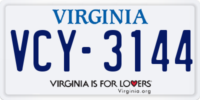 VA license plate VCY3144