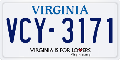 VA license plate VCY3171