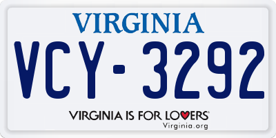 VA license plate VCY3292