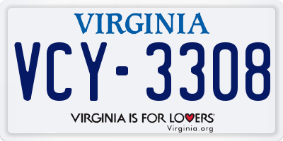 VA license plate VCY3308