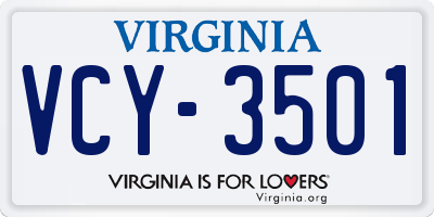 VA license plate VCY3501