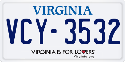 VA license plate VCY3532
