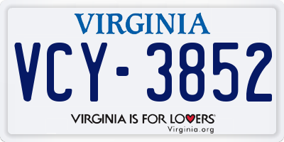 VA license plate VCY3852