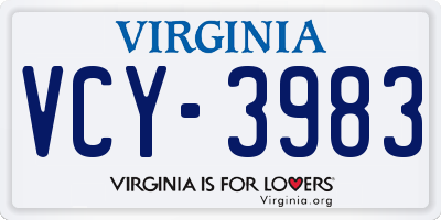 VA license plate VCY3983