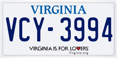 VA license plate VCY3994