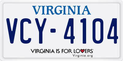 VA license plate VCY4104