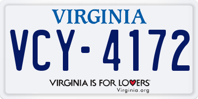 VA license plate VCY4172