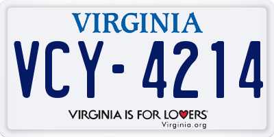 VA license plate VCY4214