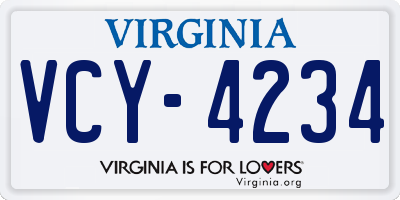 VA license plate VCY4234