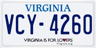 VA license plate VCY4260