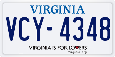 VA license plate VCY4348