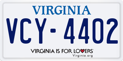 VA license plate VCY4402