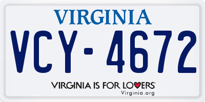 VA license plate VCY4672