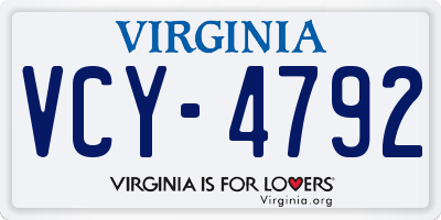 VA license plate VCY4792