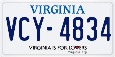 VA license plate VCY4834