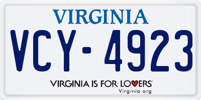 VA license plate VCY4923