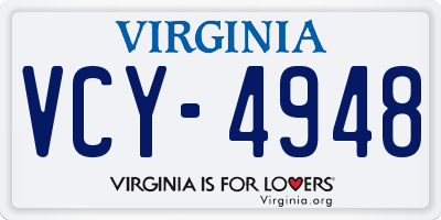 VA license plate VCY4948
