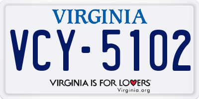 VA license plate VCY5102