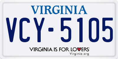 VA license plate VCY5105