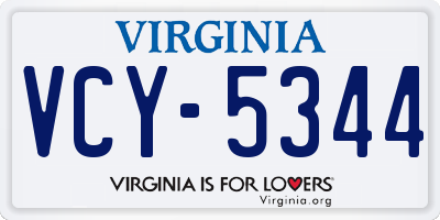 VA license plate VCY5344