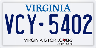 VA license plate VCY5402