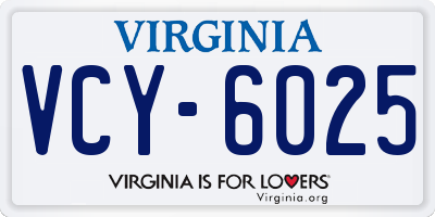 VA license plate VCY6025