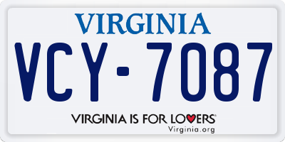 VA license plate VCY7087