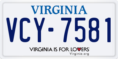 VA license plate VCY7581