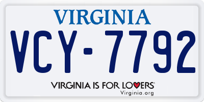 VA license plate VCY7792