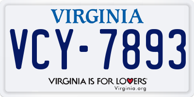 VA license plate VCY7893