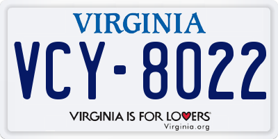 VA license plate VCY8022