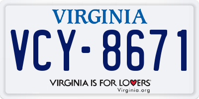 VA license plate VCY8671