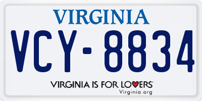 VA license plate VCY8834