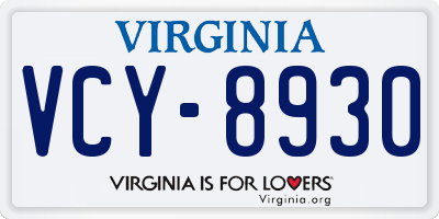 VA license plate VCY8930