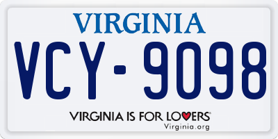 VA license plate VCY9098