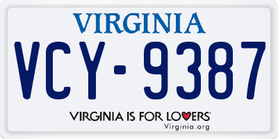 VA license plate VCY9387