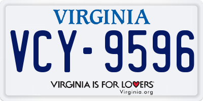 VA license plate VCY9596