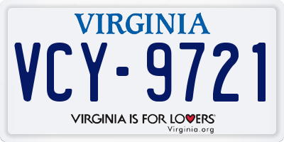 VA license plate VCY9721