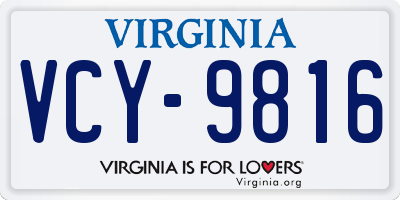 VA license plate VCY9816
