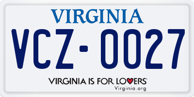 VA license plate VCZ0027
