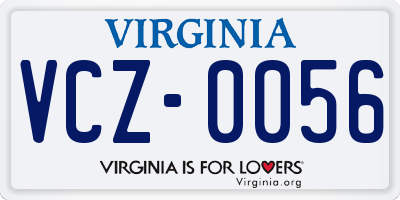 VA license plate VCZ0056