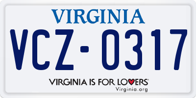 VA license plate VCZ0317