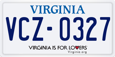 VA license plate VCZ0327