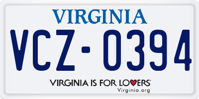VA license plate VCZ0394