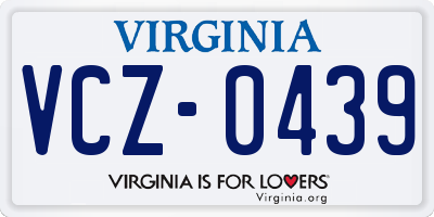 VA license plate VCZ0439
