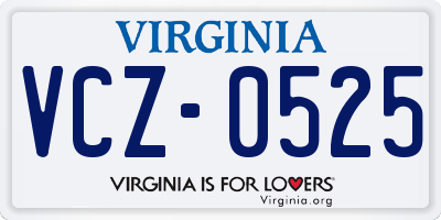 VA license plate VCZ0525