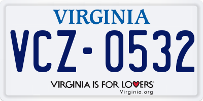 VA license plate VCZ0532