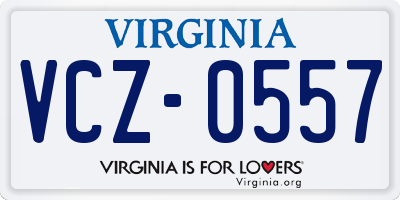 VA license plate VCZ0557